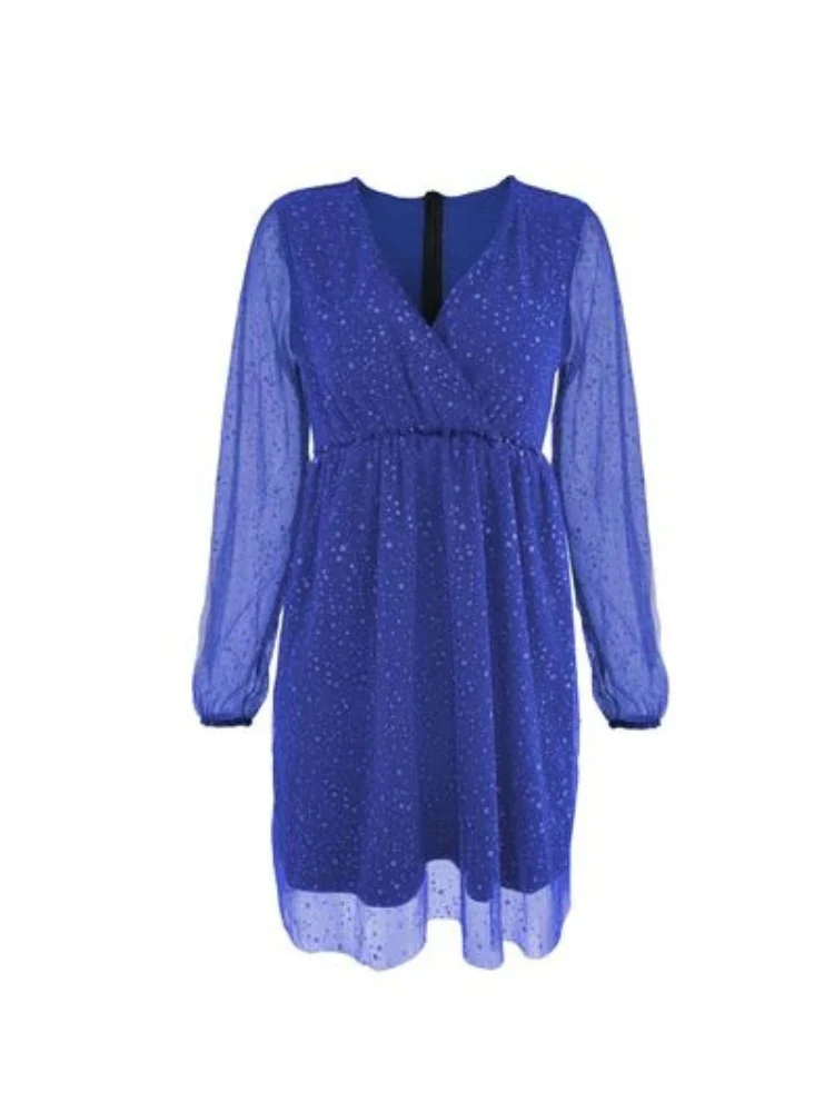 Robe élégante à col en V et manches scintillantes - Image 7