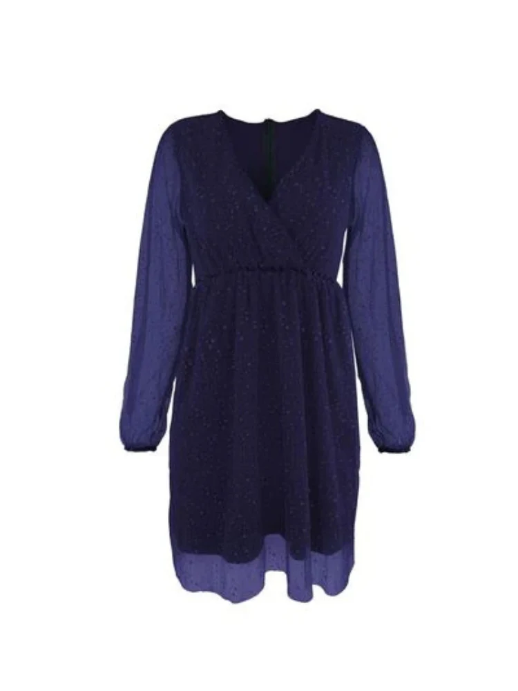 Robe élégante à col en V et manches scintillantes - Image 8