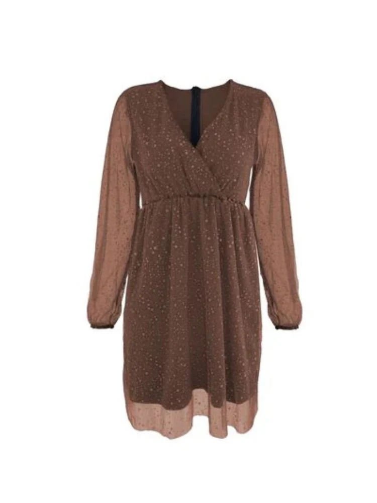 Robe élégante à col en V et manches scintillantes - Image 9