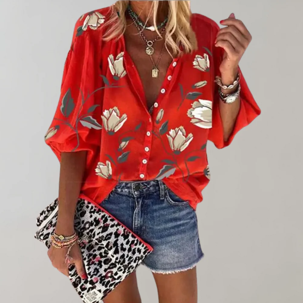 Chemise Lily imprimé floral boutonnage devant coupe décontractée - Image 4