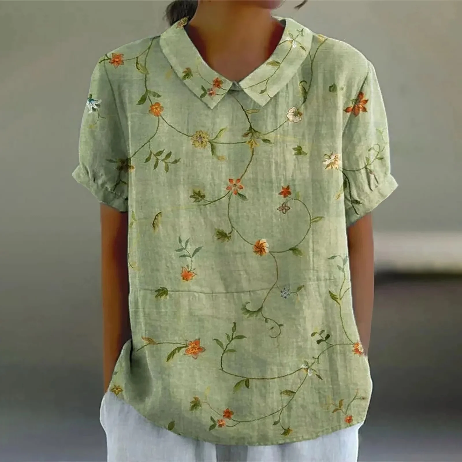 Chemisier fleuri femme boutonné col classique - Image 2