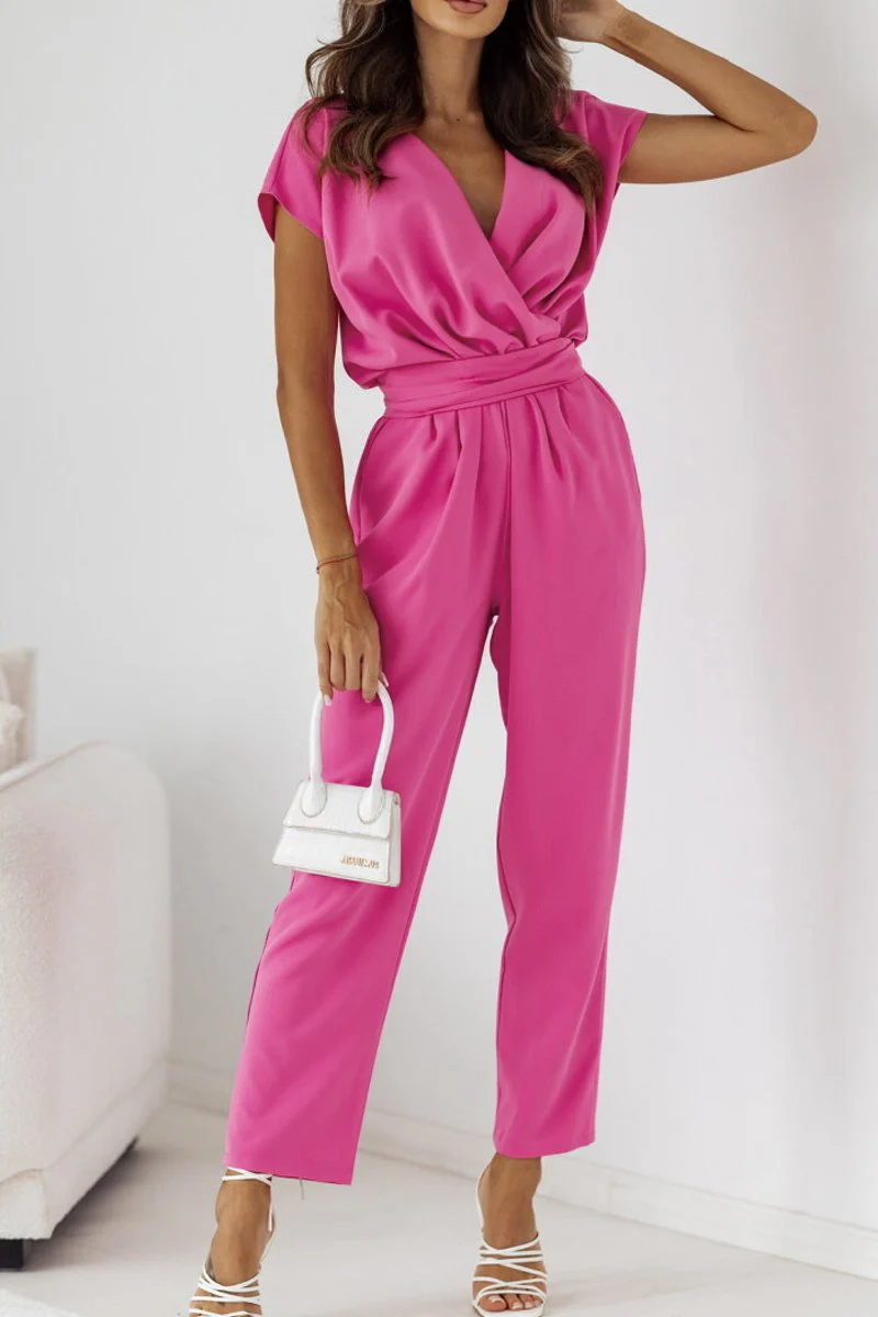 Lily – Combinaison portefeuille tendance avec manches courtes et taille ceinturée - Image 2