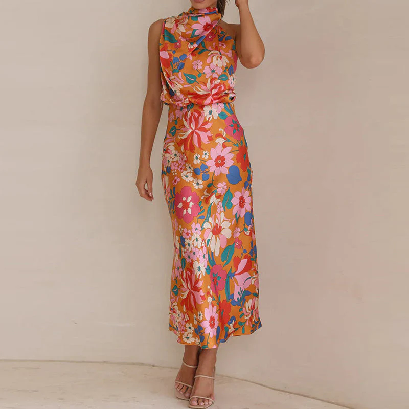 Lily - Robe longue fleurie col montant sans manches - Image 2