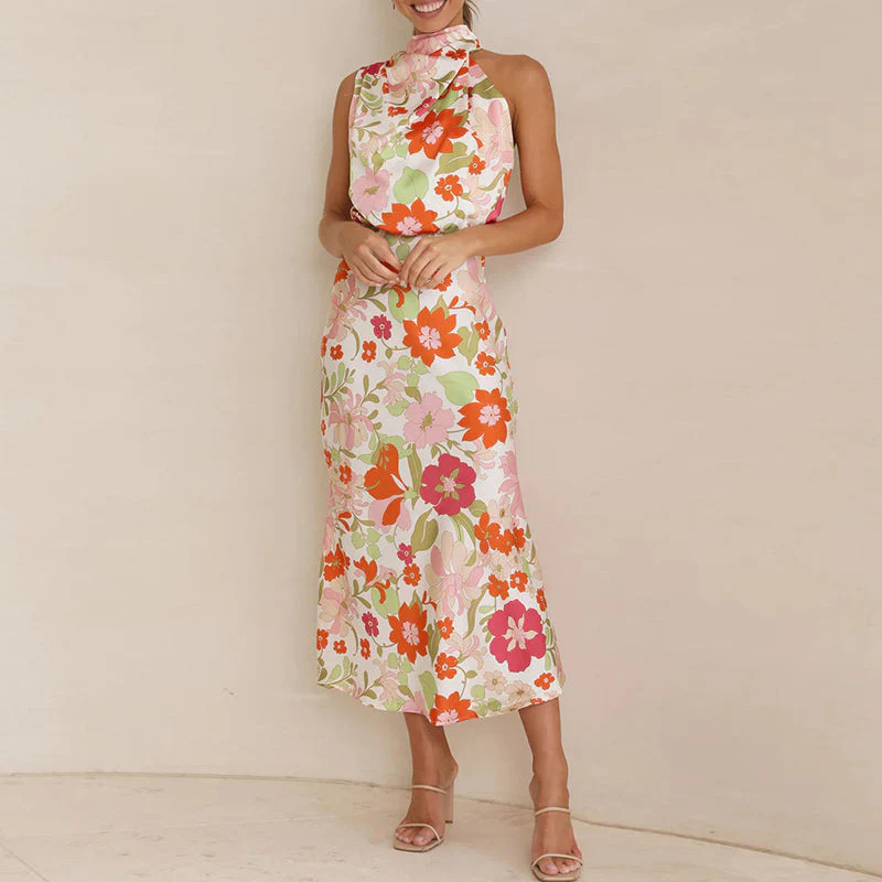 Lily - Robe longue fleurie col montant sans manches - Image 3