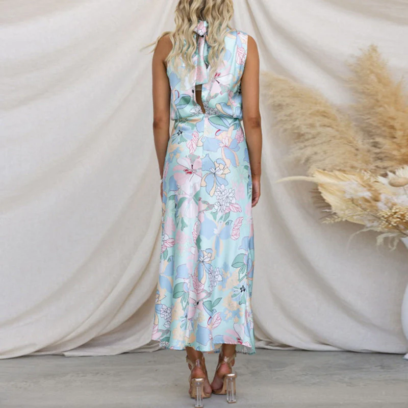 Lily - Robe longue fleurie col montant sans manches - Image 5