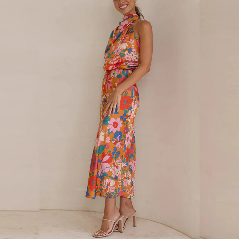 Lily - Robe longue fleurie col montant sans manches - Image 8