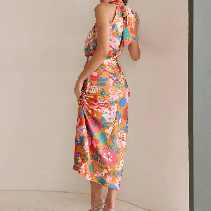 Lily - Robe longue fleurie col montant sans manches - Image 9