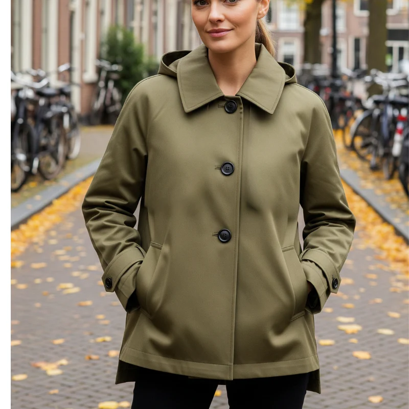 Trench coat femme avec capuche et poches - Image 4