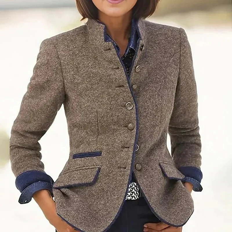 Veste Classique à Manches Longues avec Boutons et Poches