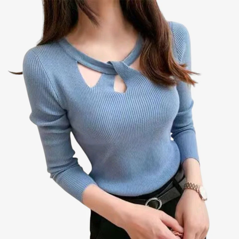 Lina Pull femme col rond manches longues - Image 5