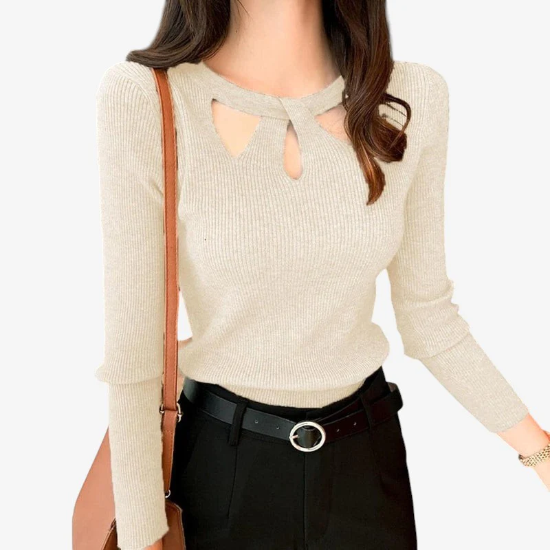 Lina Pull femme col rond manches longues - Image 6