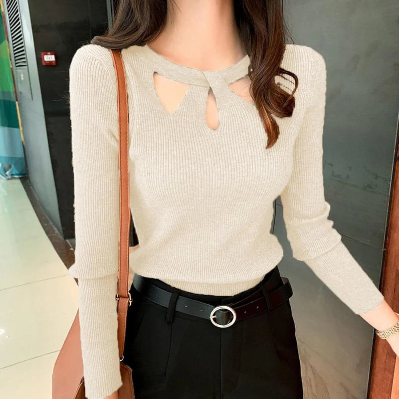 Lina Pull femme col rond manches longues - Image 8