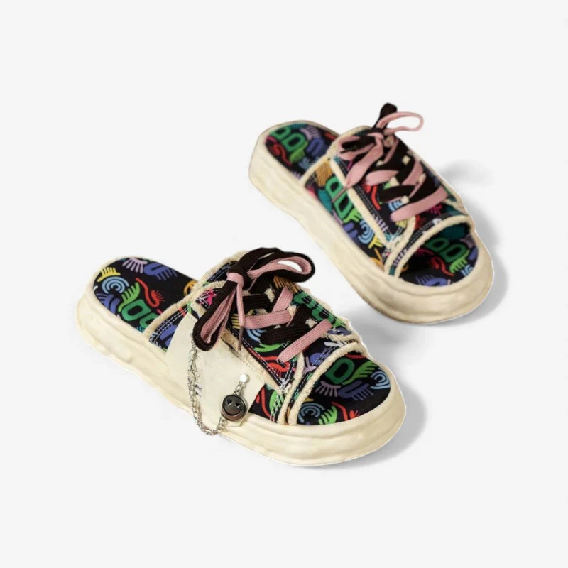 Chaussons femme bout rond imprimés lacets Liora