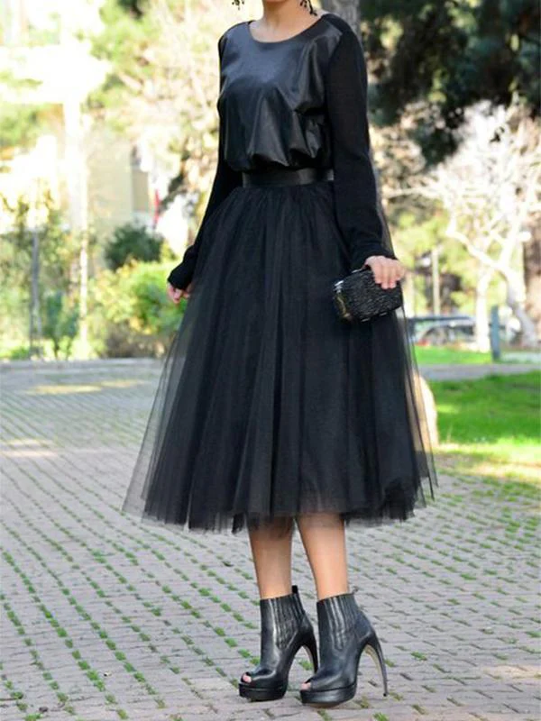 Jupe femme plissée mi-longue taille élastique - Image 3