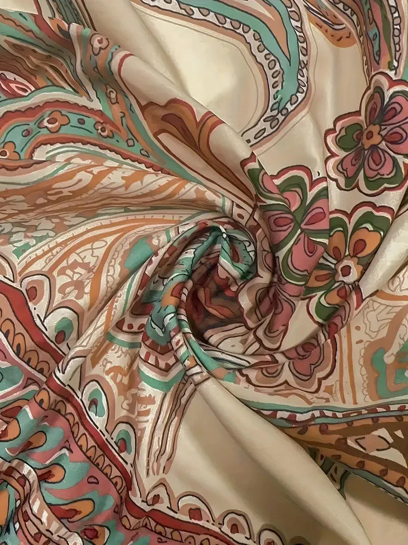 Pantalon taille haute à jambe large avec motif imprimé Paisley - Image 3