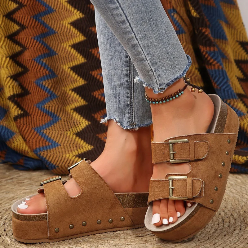 Sandales femme ouvertes semelle épaisse slip-on - Image 3
