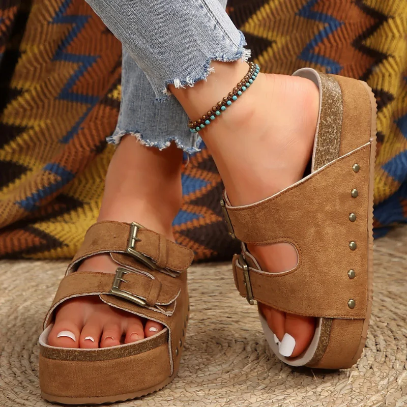 Sandales femme ouvertes semelle épaisse slip-on - Image 5