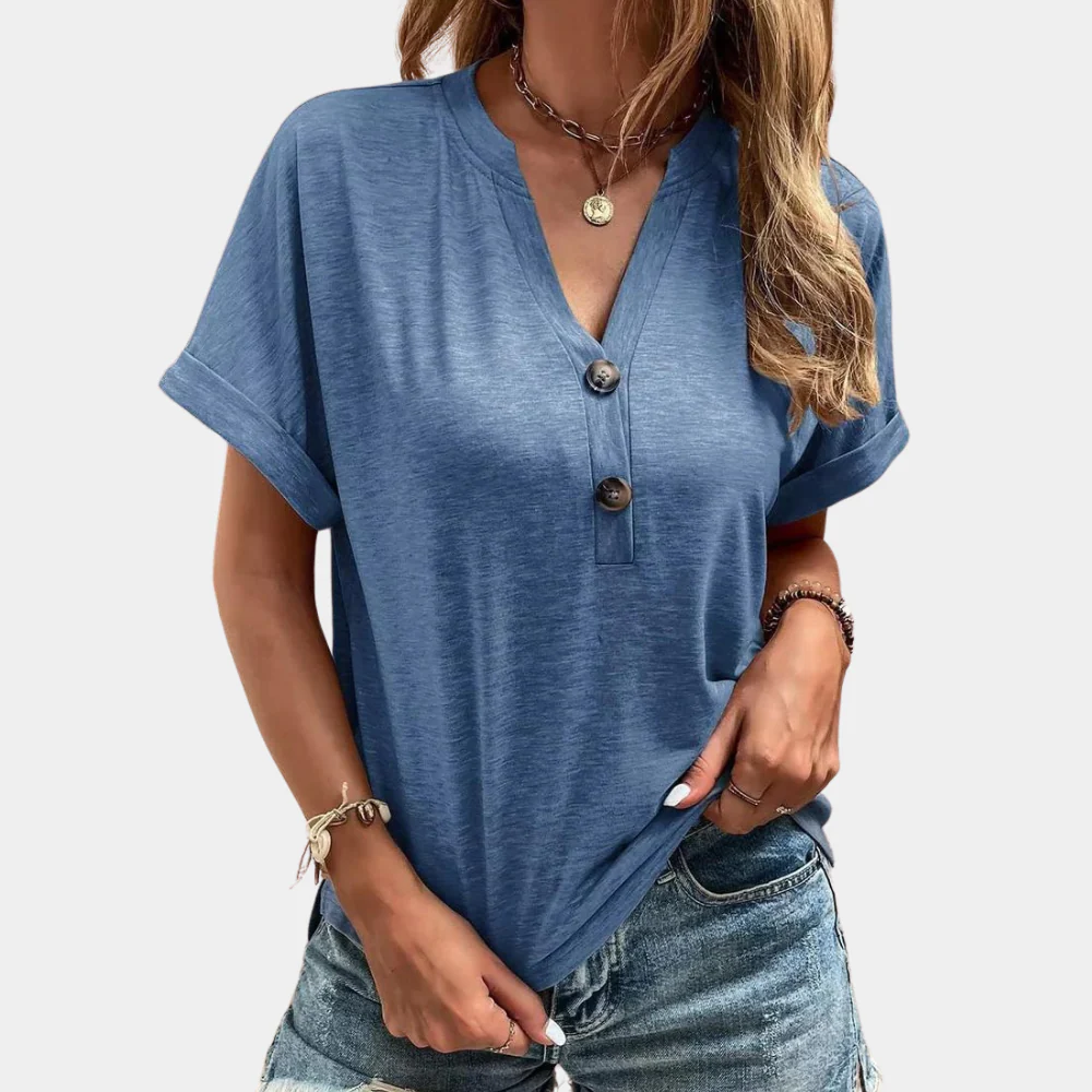 T-shirt oversize femme Liora col V - Image 2