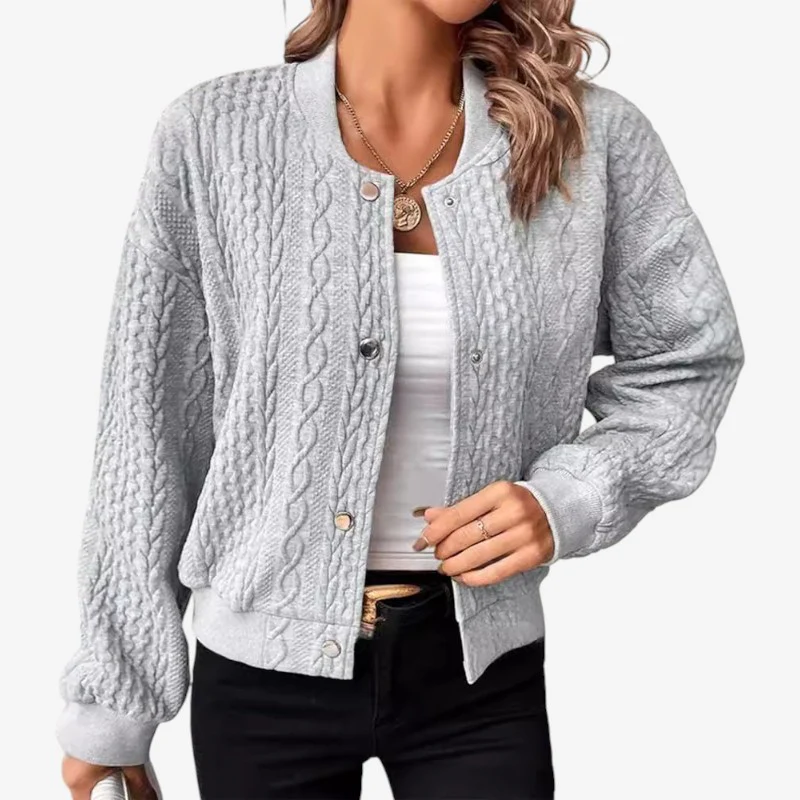 Liora – Veste oversize à manches longues, boutonnée et col montant - Image 3