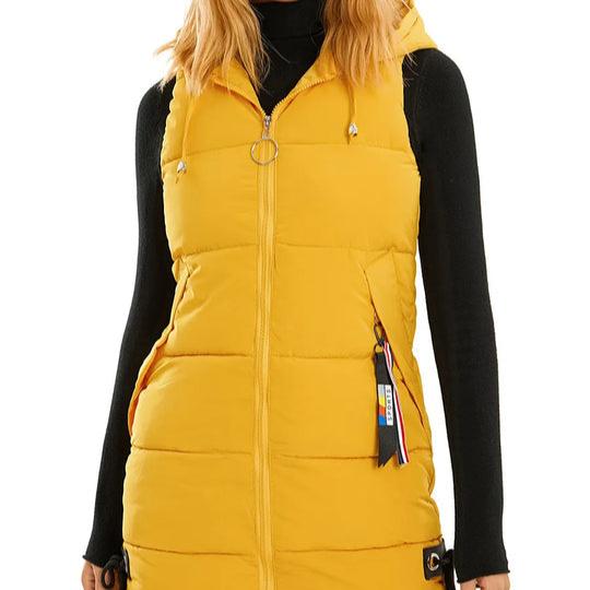 Veste sans manches femme à capuche avec poches zippées