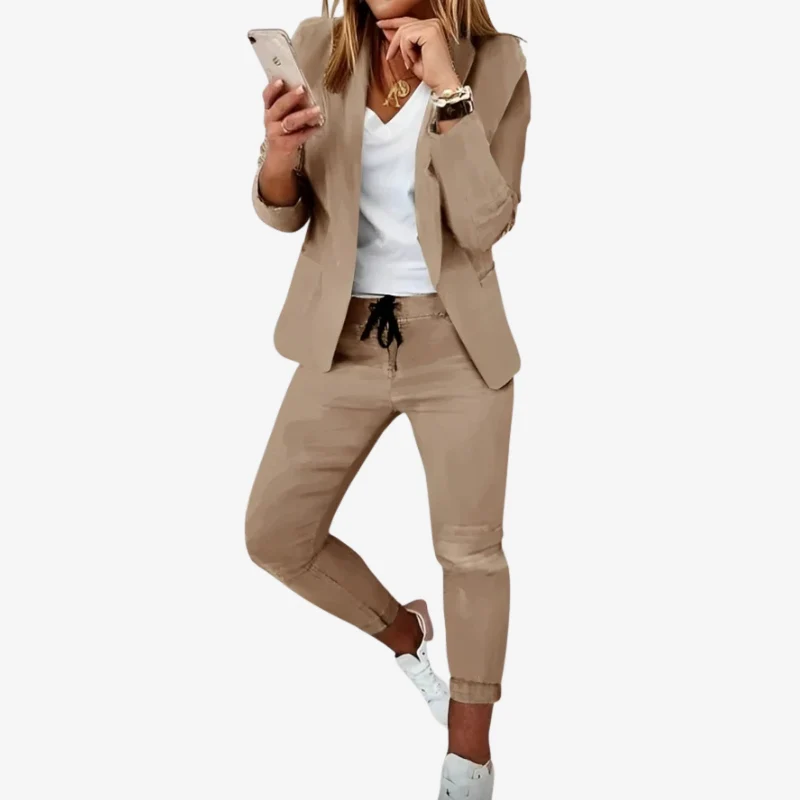 Ensemble 2 pièces femme Livia blazer + pantalon à cordon - Image 2