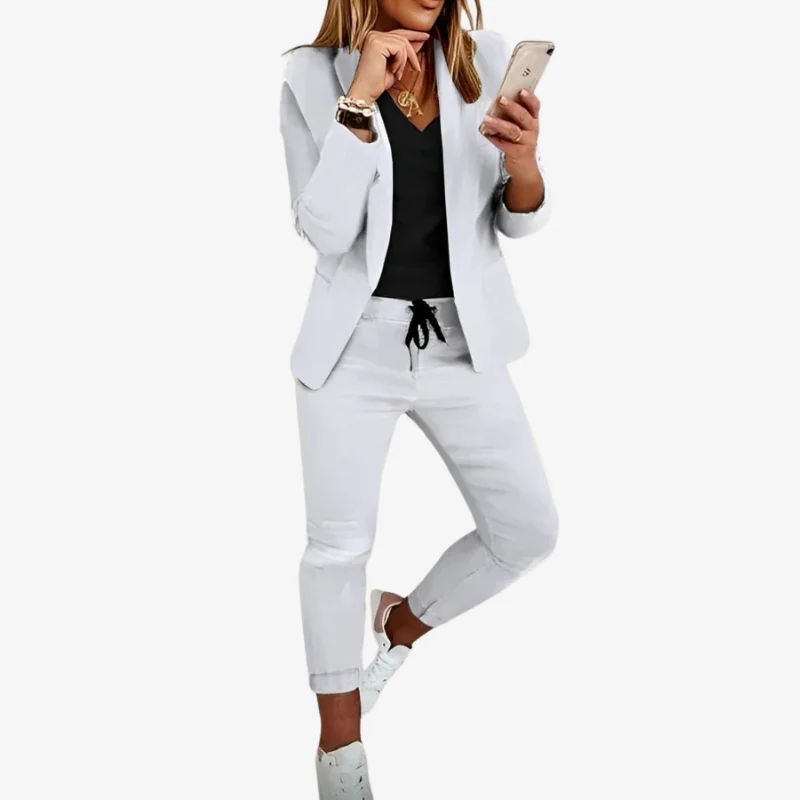 Ensemble 2 pièces femme Livia blazer + pantalon à cordon - Image 5
