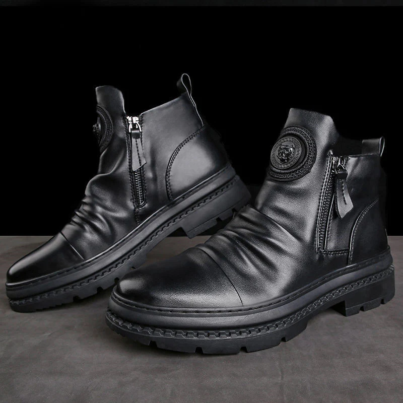 Bottines montantes homme bout rond avec fermeture éclair - Image 4