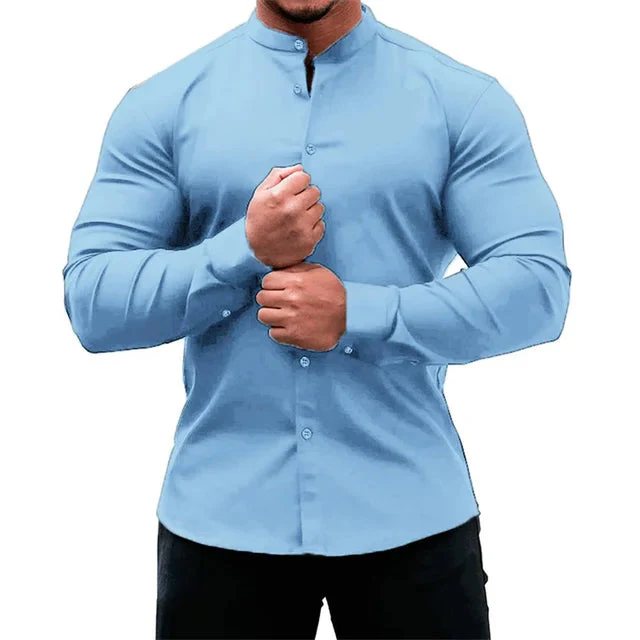 Chemise homme manches longues col classique boutonnée - Image 2