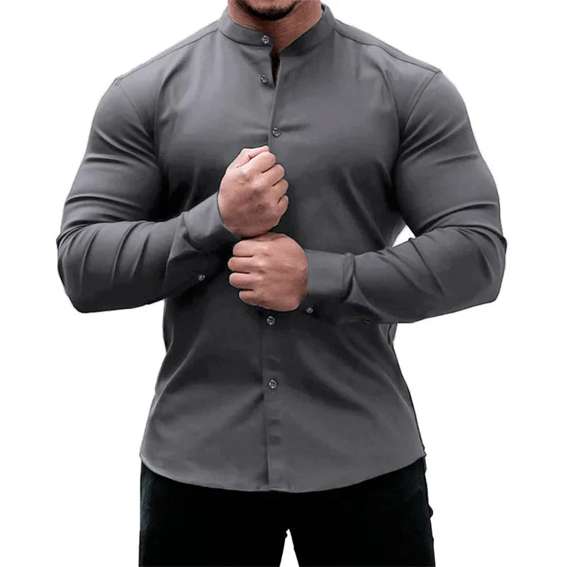 Chemise homme manches longues col classique boutonnée - Image 3