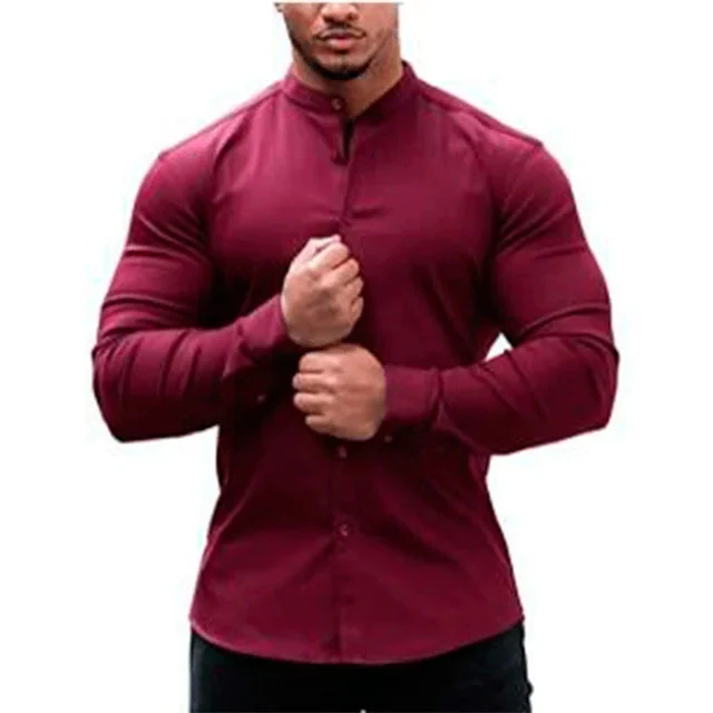 Chemise homme manches longues col classique boutonnée - Image 5