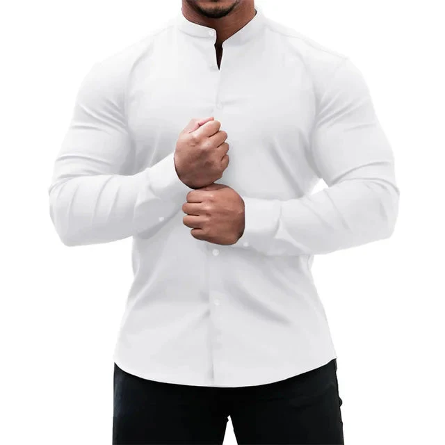 Chemise homme manches longues col classique boutonnée - Image 6