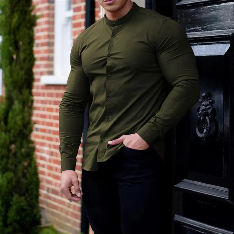 Chemise homme manches longues col classique boutonnée - Image 9