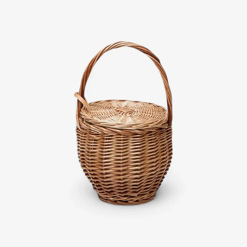 Grand sac panier seau en paille tressée