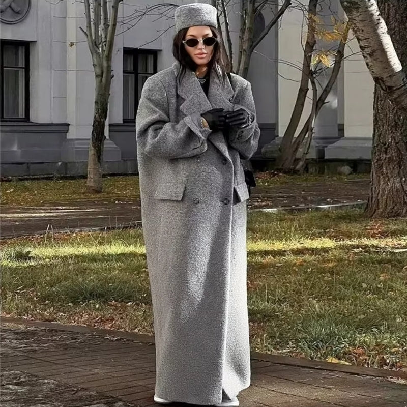 Manteau long femme croisé à col revers - Image 4