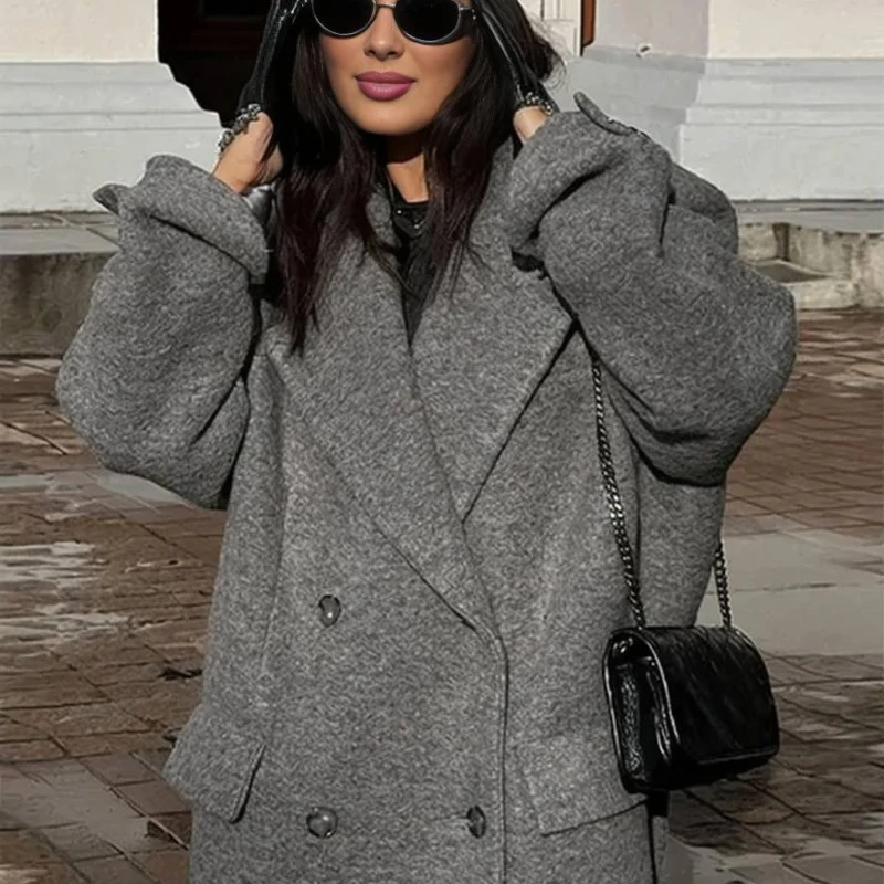 Manteau long femme croisé à col revers - Image 5
