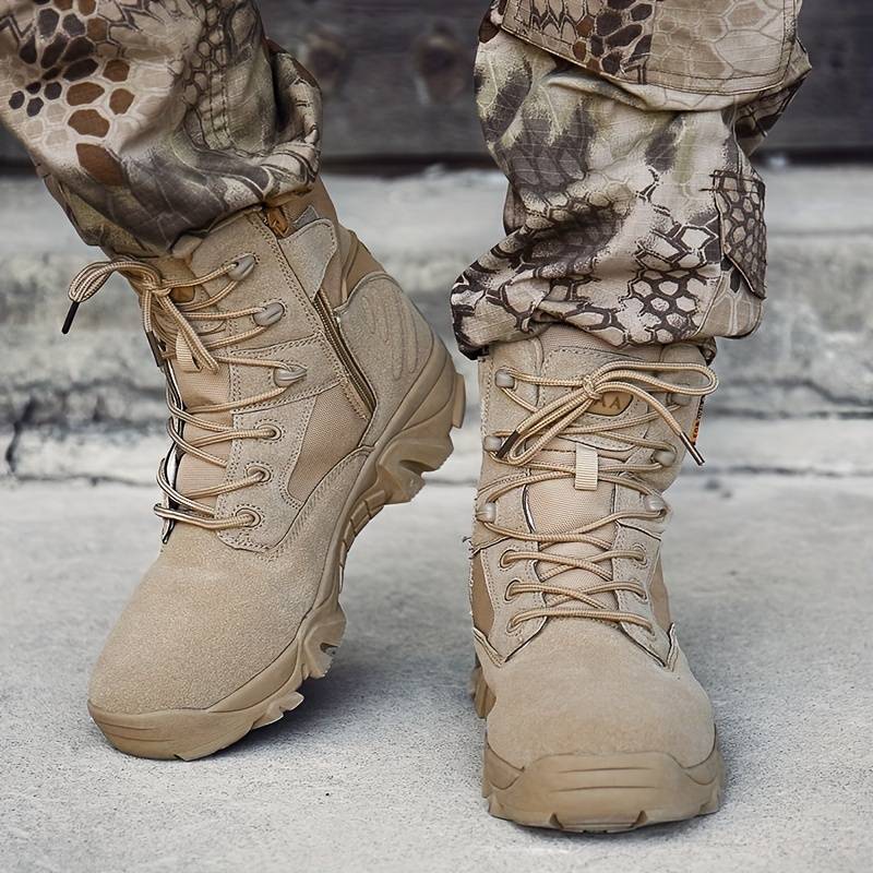 Bottes militaires homme durables avec zip latéral