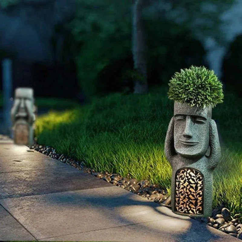LumaBloom – Sculpture pot de fleurs artistique avec LED solaire - Image 6
