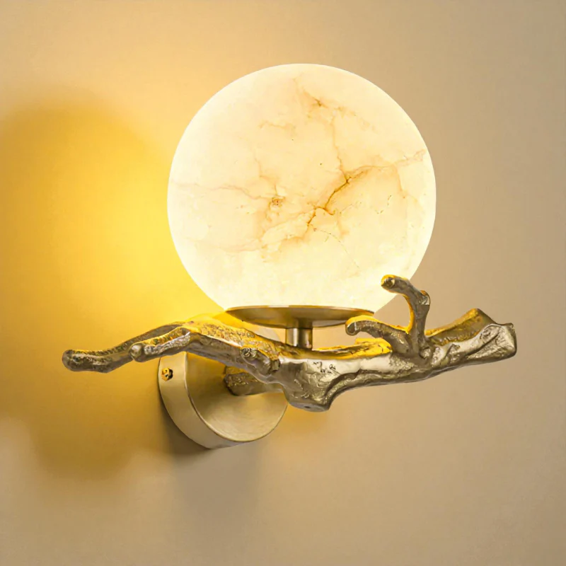 Lampe murale LED ronde motif bois - Image 2
