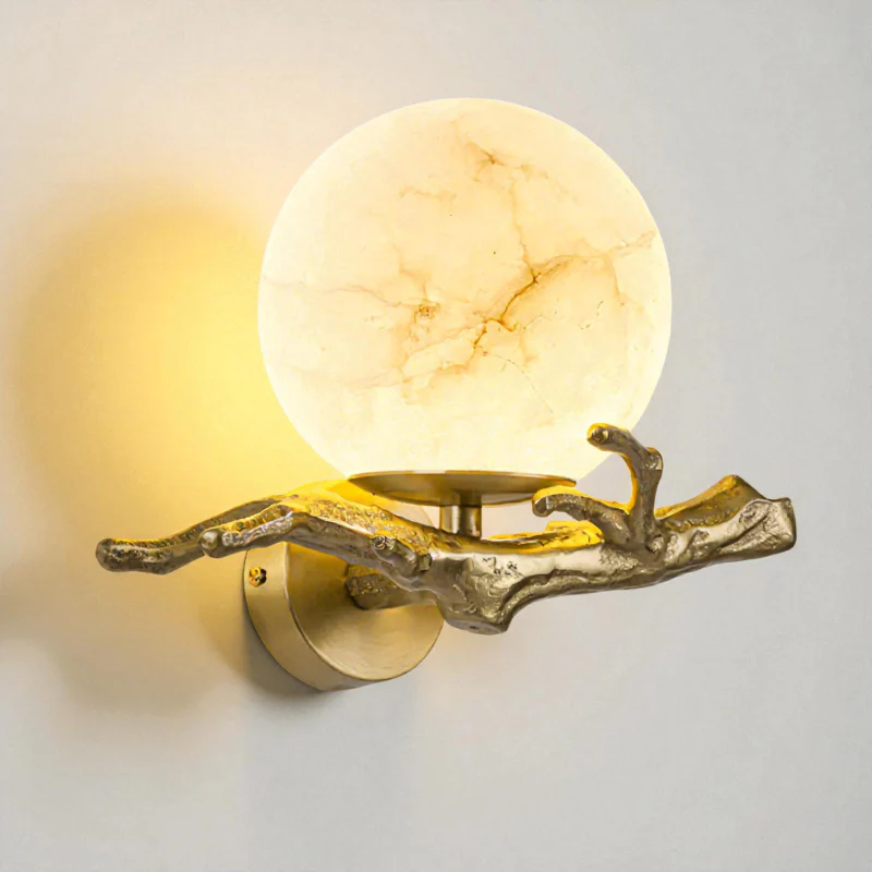 Lampe murale LED ronde motif bois - Image 3