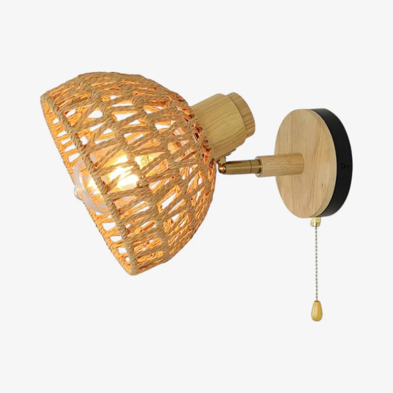 Lampe murale décorative bois et métal