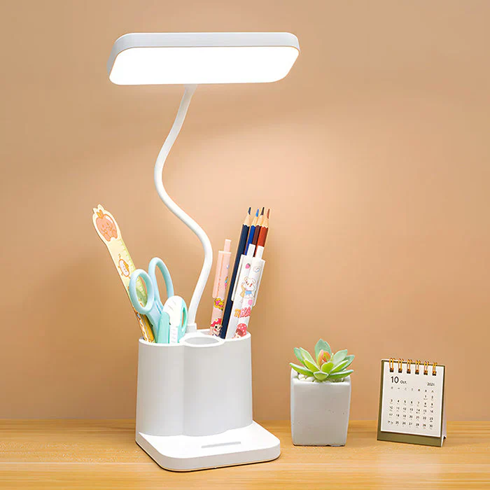 Lampe de bureau multifonctionnelle avec ventilateur et porte-stylo