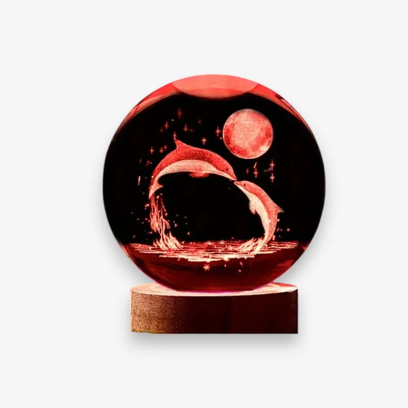 Lampe boule de cristal décorative lune dauphin