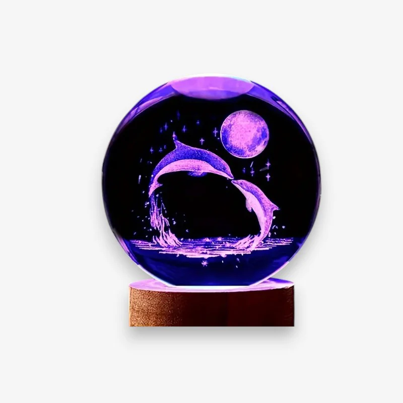 Lampe boule de cristal décorative lune dauphin - Image 3