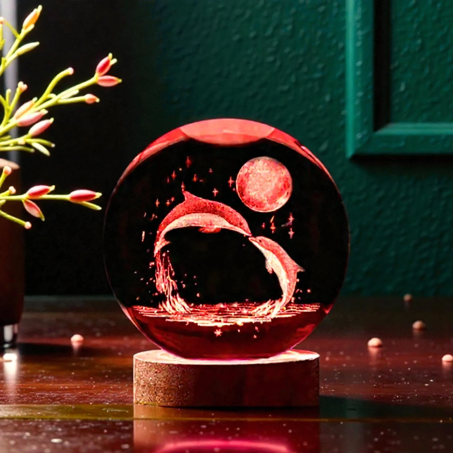 Lampe boule de cristal décorative lune dauphin - Image 4
