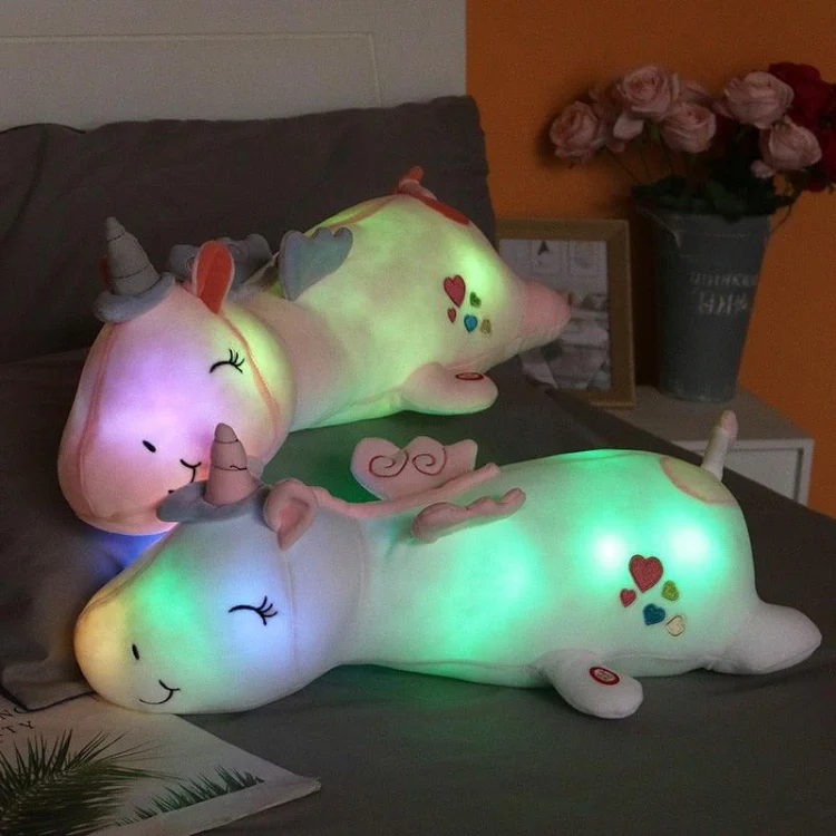 Coussin licorne lumineux LED arc-en-ciel LumiDream - Image 4