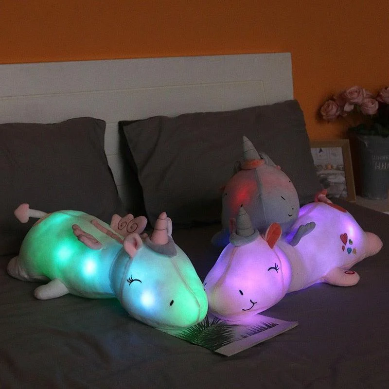Coussin licorne lumineux LED arc-en-ciel LumiDream - Image 6