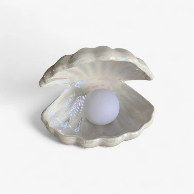 Lampe LED coquillage en céramique