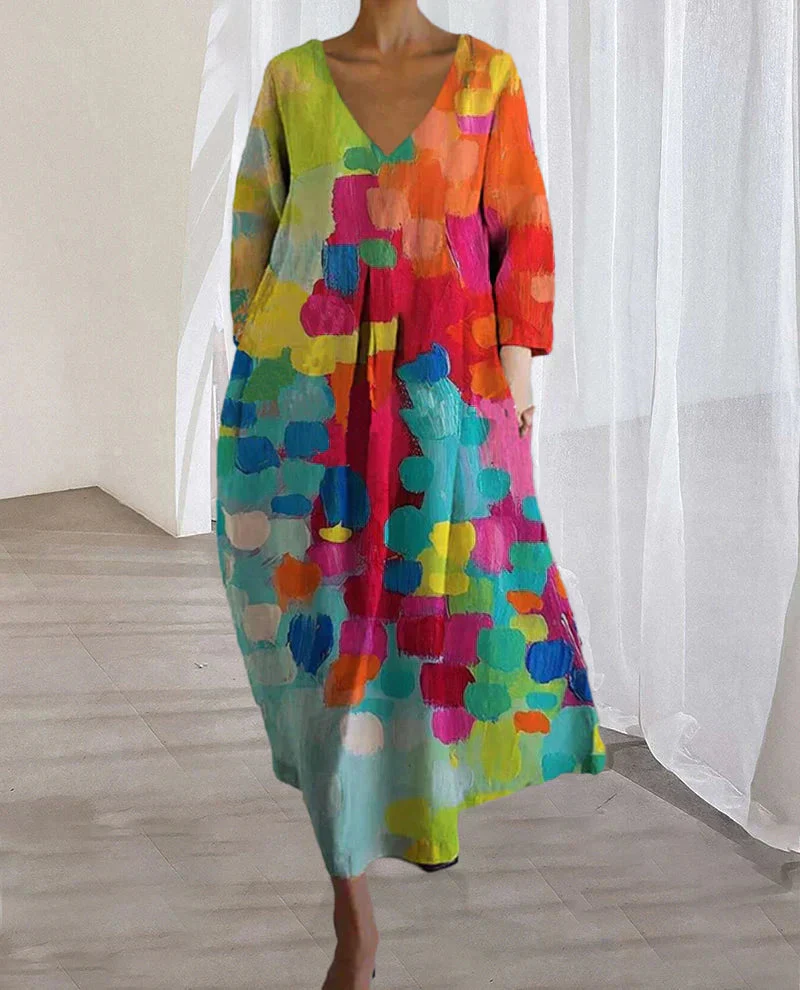 Robe Luna imprimée décolleté V coupe flatteuse