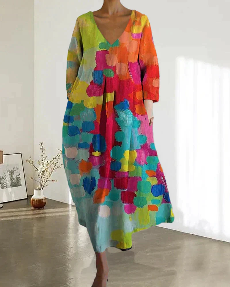 Robe Luna imprimée décolleté V coupe flatteuse - Image 2