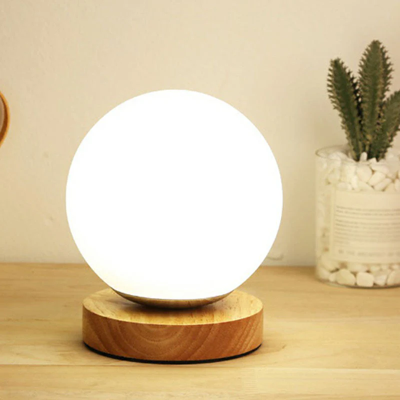 Mini lampe de chevet moderne avec base en bois - Image 3